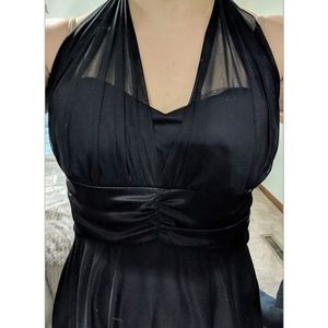 Davids bridal black halter dress